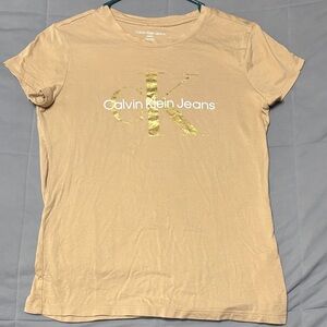 Calvin Klein Jeans Gold Logo Tan Tee